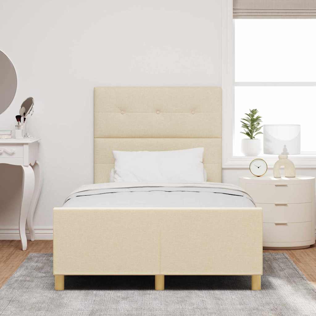 Cadre de lit avec tête de lit Crème 120 x 200 cm tissu - XIOS