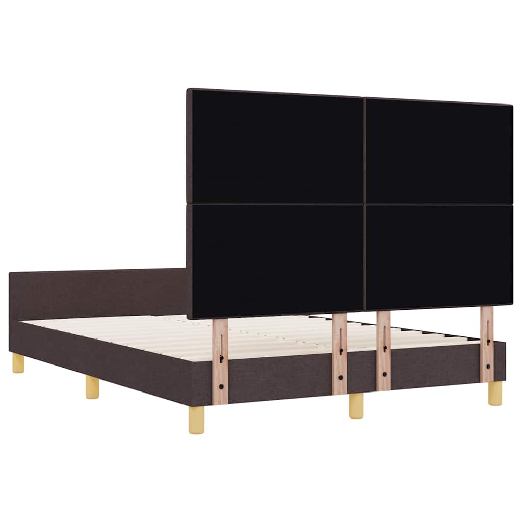 Cadre de lit avec tête de lit Marron foncé 140 x 190 cm tissu