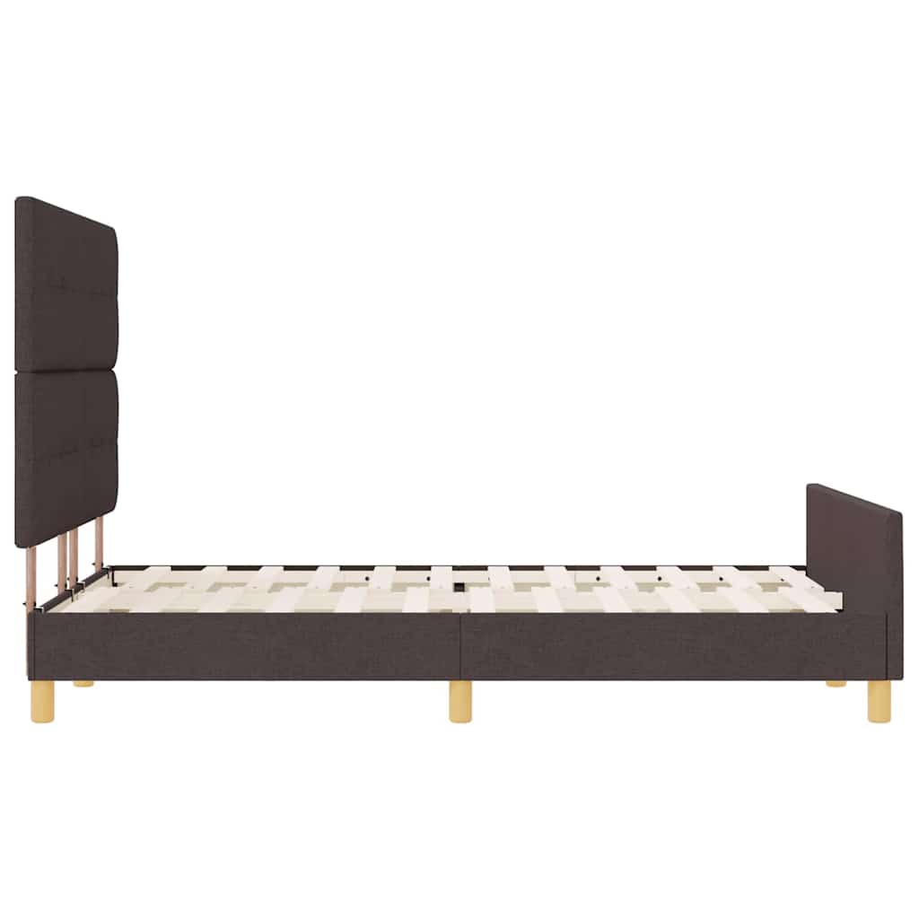 Cadre de lit avec tête de lit Marron foncé 140 x 190 cm tissu
