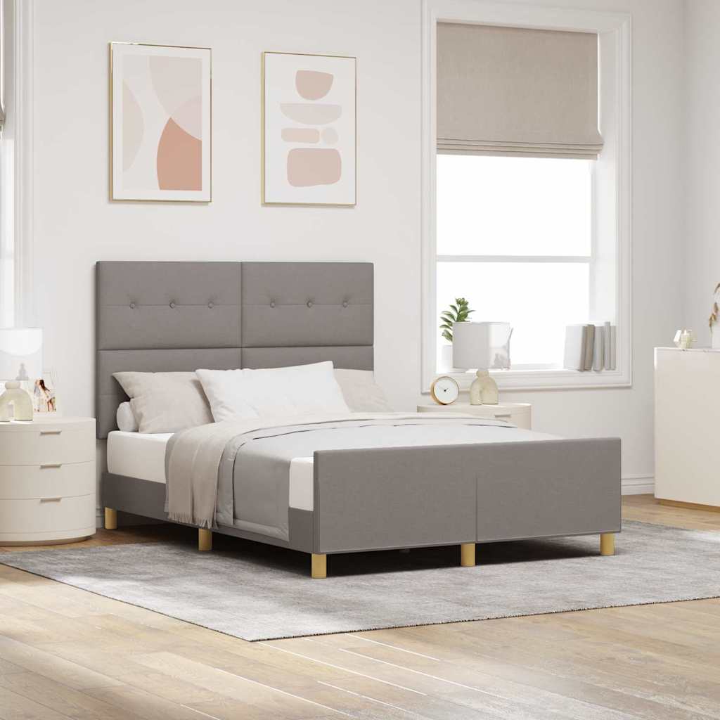 Cadre de lit avec tête de lit Taupe 140 x 190 cm tissu - XIOS