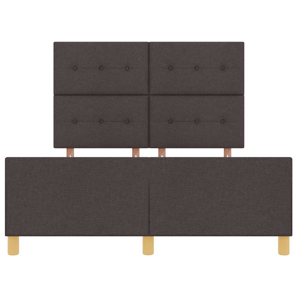 Cadre de lit avec tête de lit Marron foncé 140 x 200 cm tissu