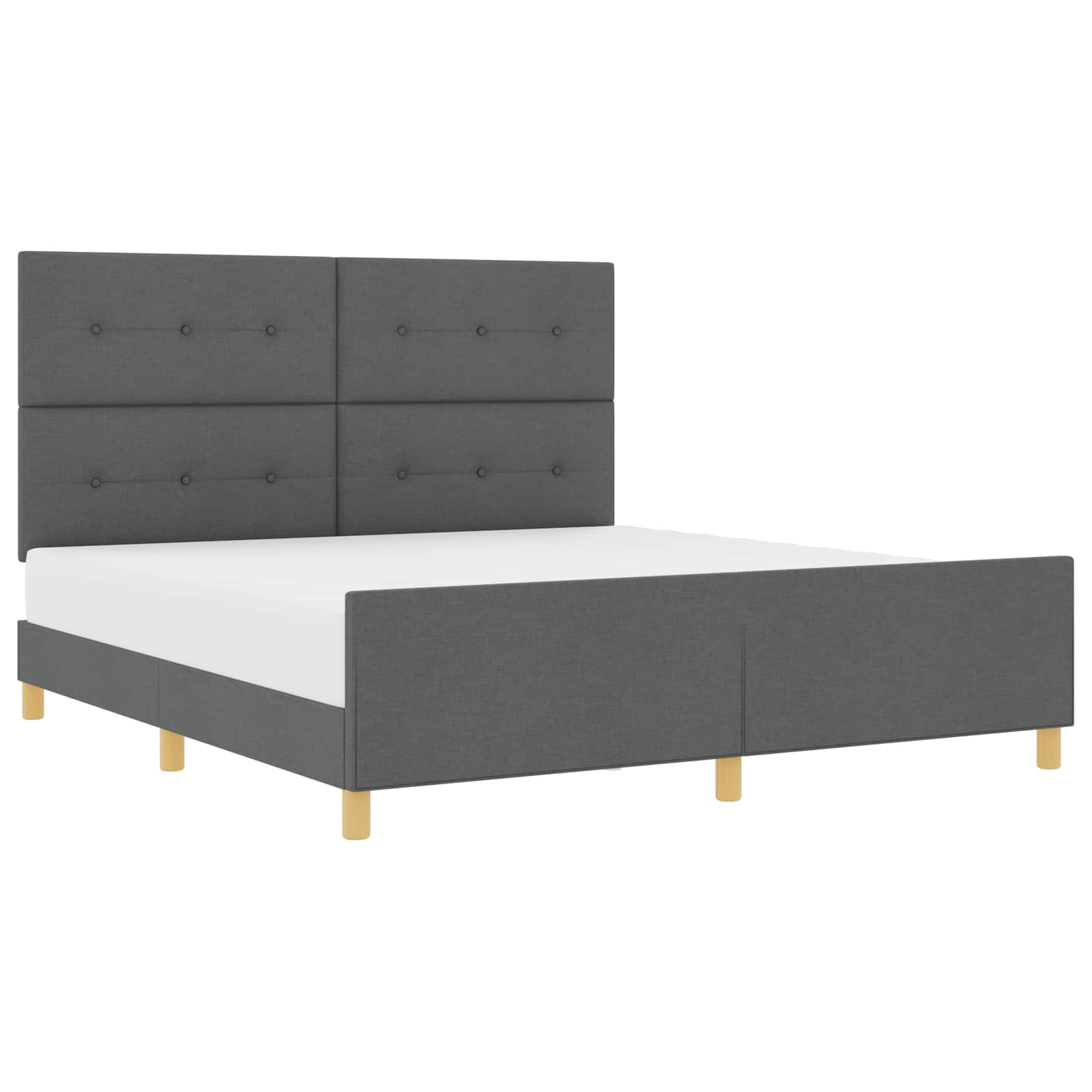 Cadre de lit avec tête de lit Gris foncé 180 x 200 cm tissu
