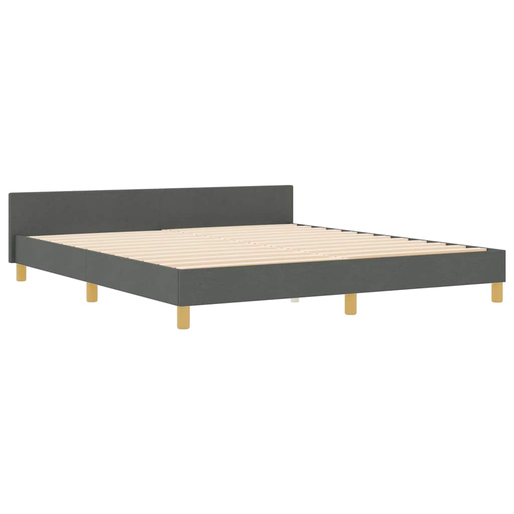 Cadre de lit avec tête de lit Gris foncé 180 x 200 cm tissu