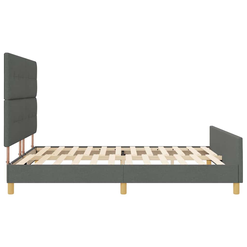 Cadre de lit avec tête de lit Gris foncé 180 x 200 cm tissu