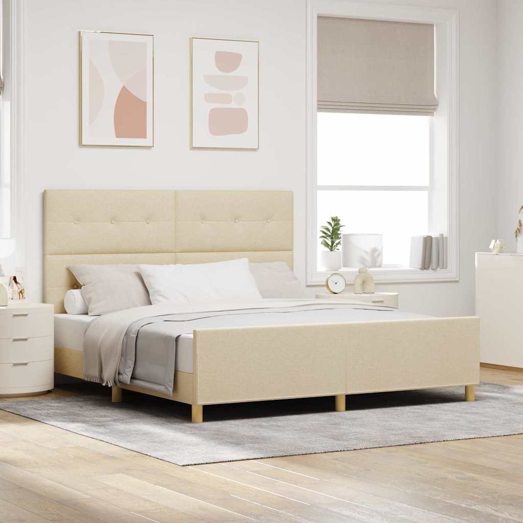 Cadre de lit avec tête de lit Crème 180 x 200 cm tissu - XIOS