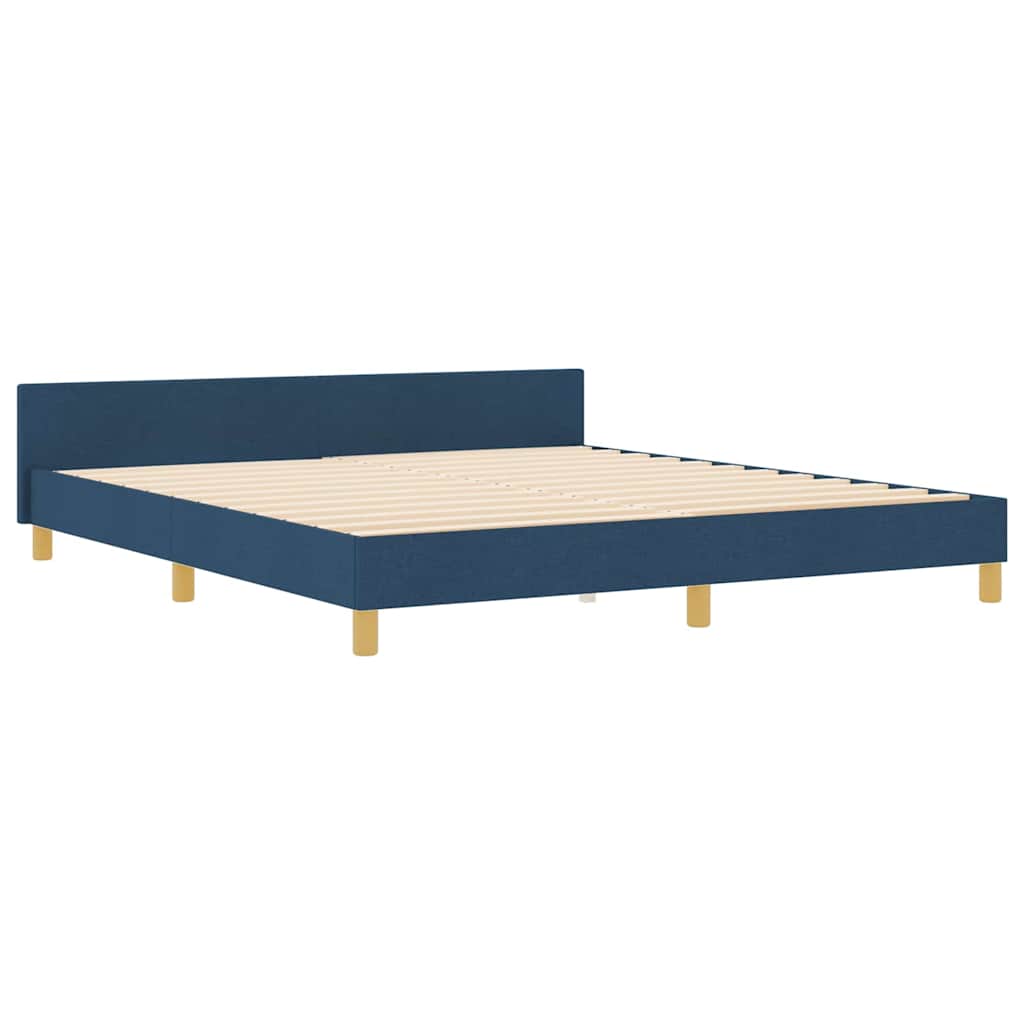 Cadre de lit avec tête de lit Bleu 180 x 200 cm tissu