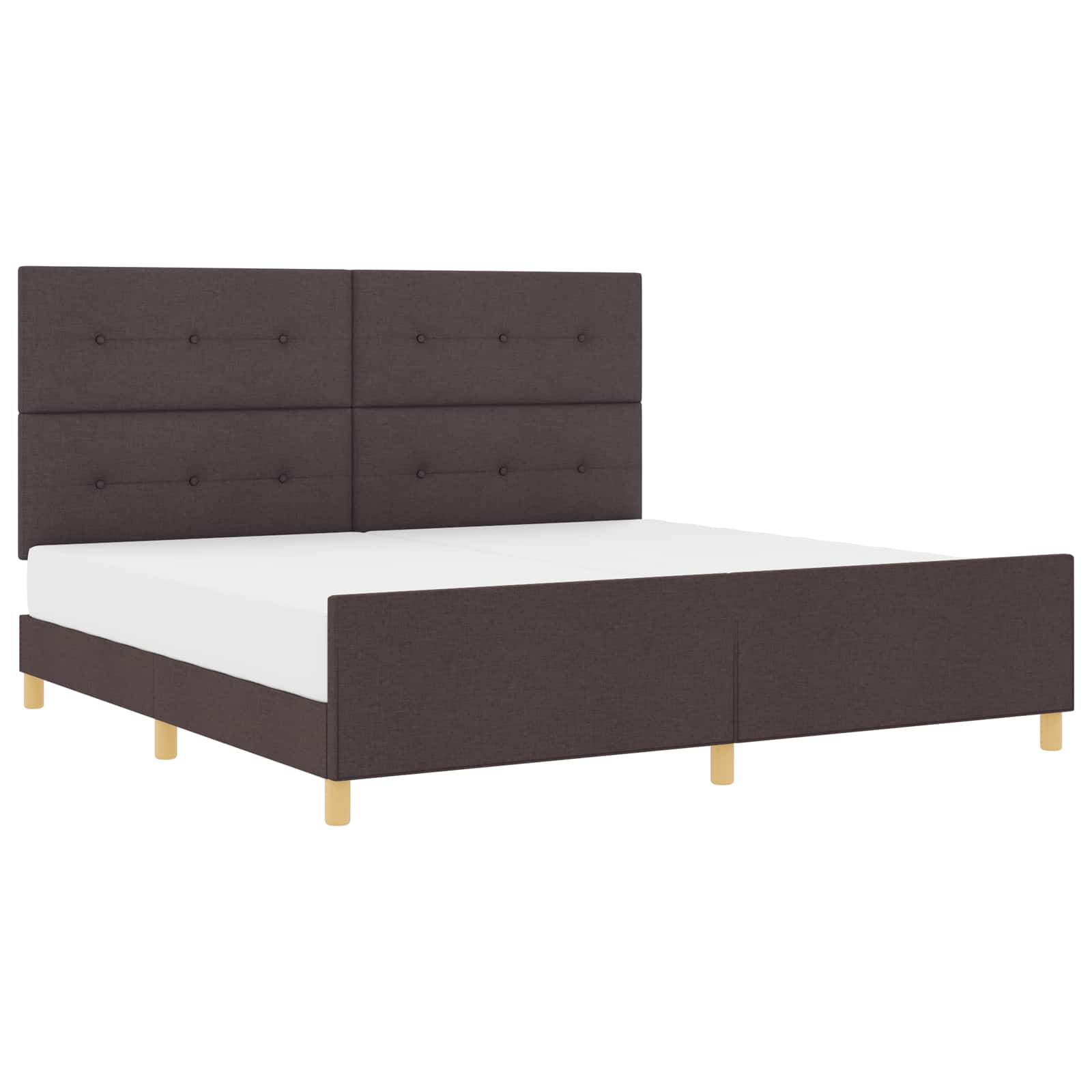 Cadre de lit avec tête de lit Marron foncé 200 x 200 cm tissu