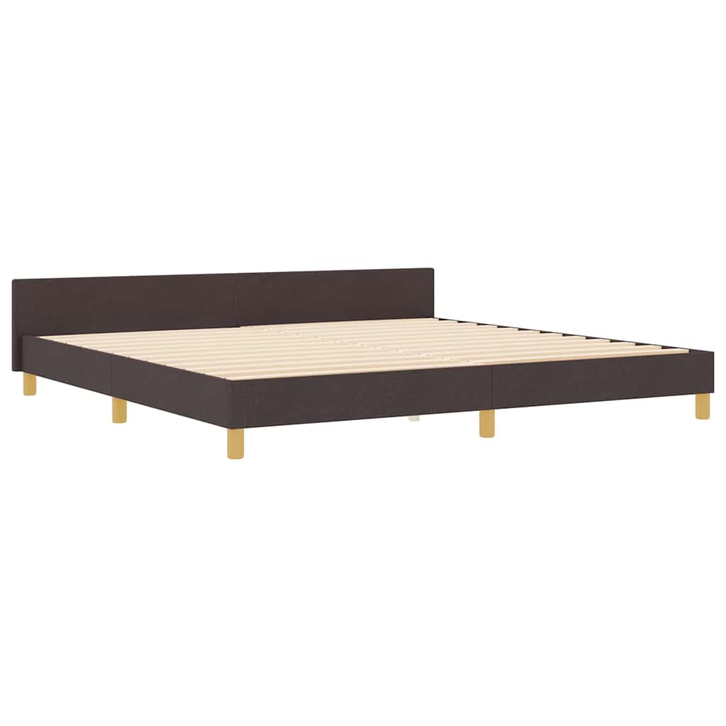 Cadre de lit avec tête de lit Marron foncé 200 x 200 cm tissu