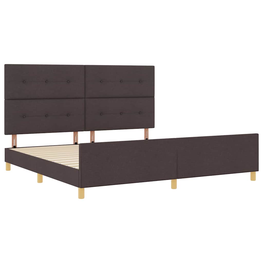 Cadre de lit avec tête de lit Marron foncé 200 x 200 cm tissu