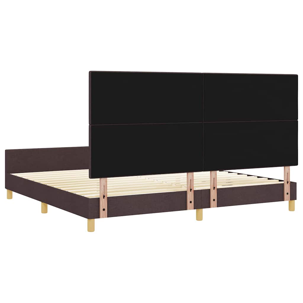 Cadre de lit avec tête de lit Marron foncé 200 x 200 cm tissu