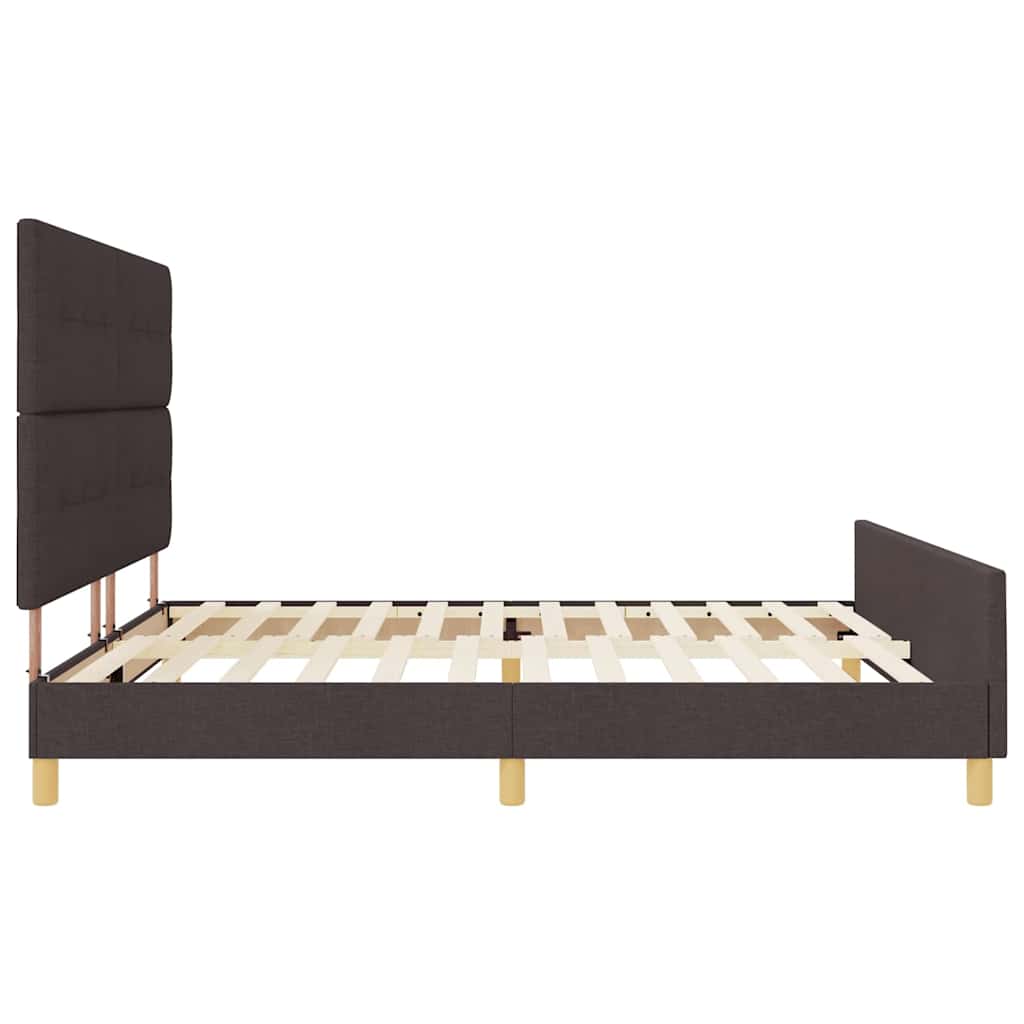 Cadre de lit avec tête de lit Marron foncé 200 x 200 cm tissu