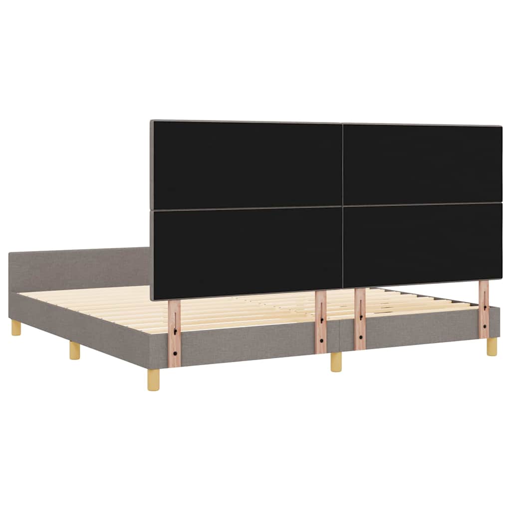 Cadre de lit avec tête de lit Taupe 200 x 200 cm tissu - XIOS