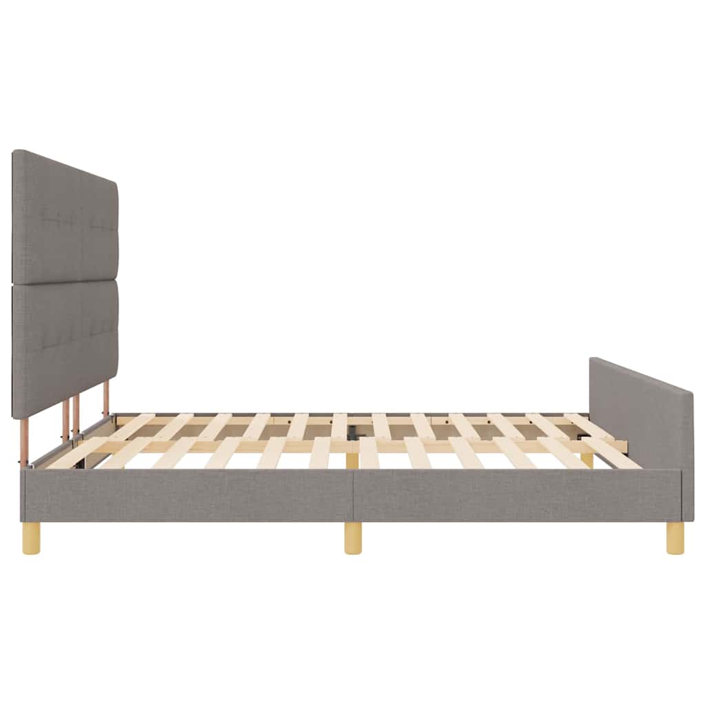 Cadre de lit avec tête de lit Taupe 200 x 200 cm tissu - XIOS