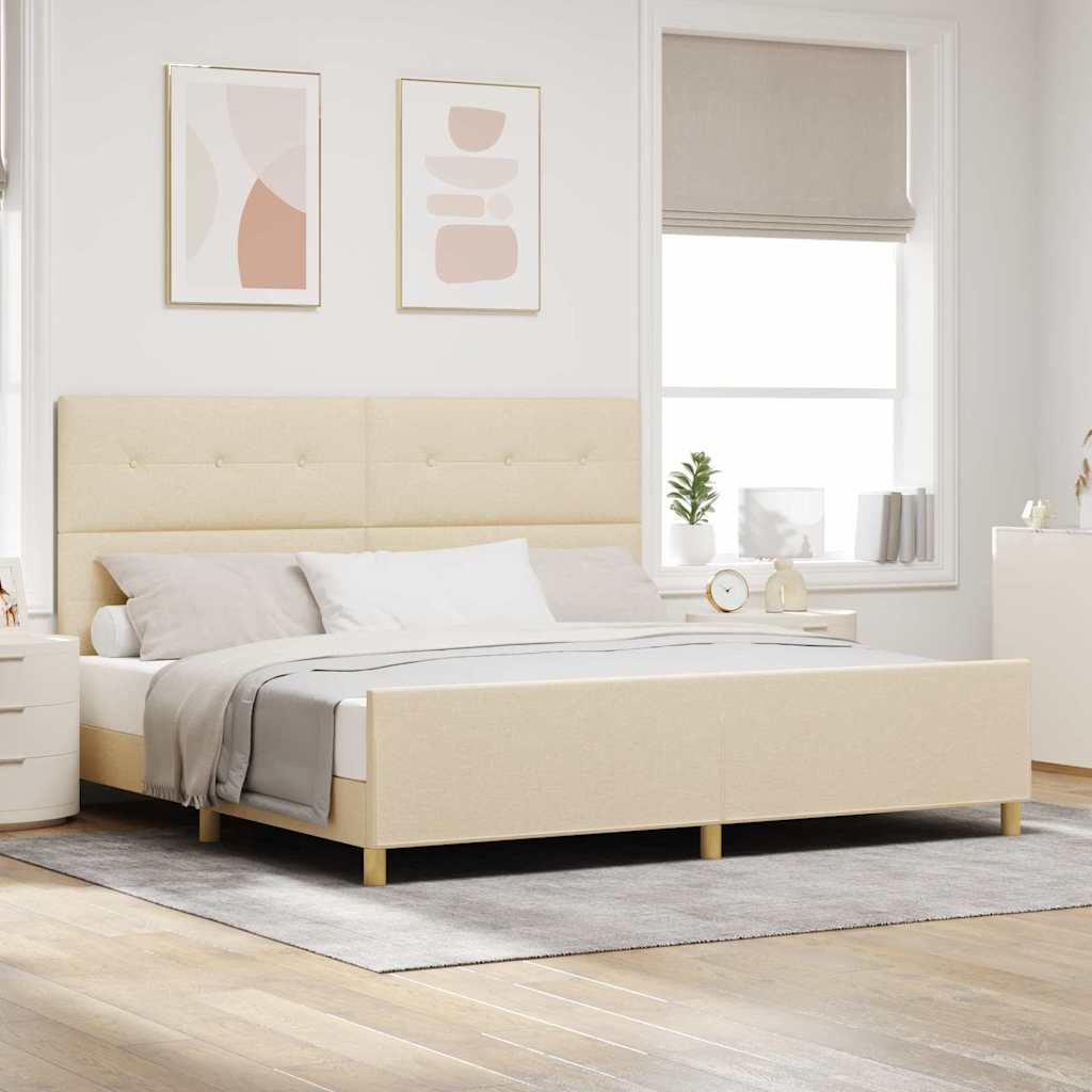 Cadre de lit avec tête de lit Crème 200 x 200 cm tissu - XIOS