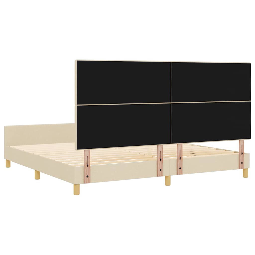 Cadre de lit avec tête de lit Crème 200 x 200 cm tissu - XIOS
