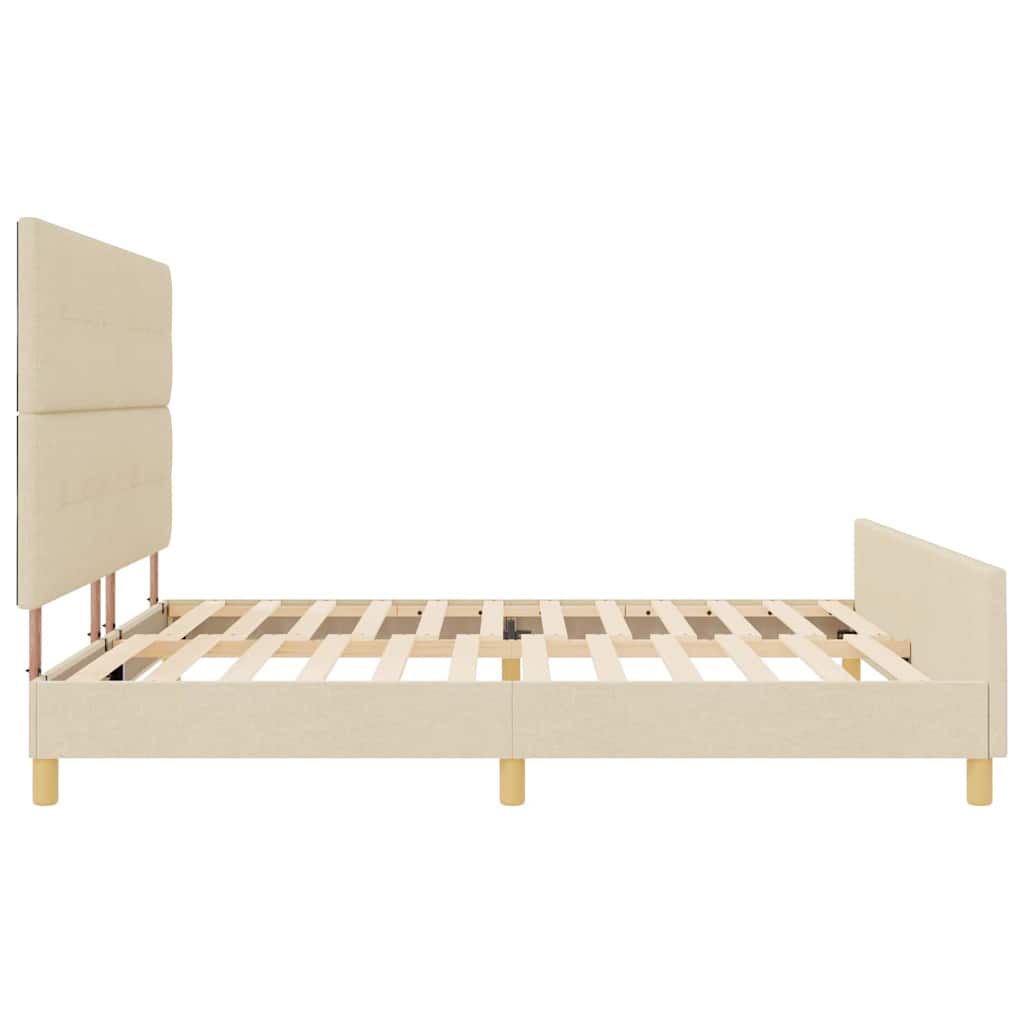 Cadre de lit avec tête de lit Crème 200 x 200 cm tissu - XIOS