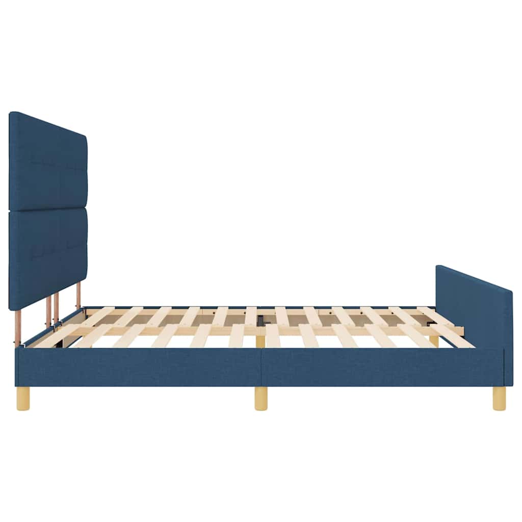 Cadre de lit avec tête de lit Bleu 200 x 200 cm tissu - XIOS
