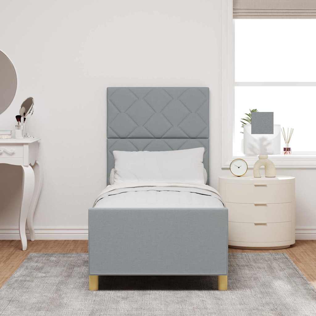 Cadre de lit avec tête de lit Gris clair 80 x 200 cm tissu