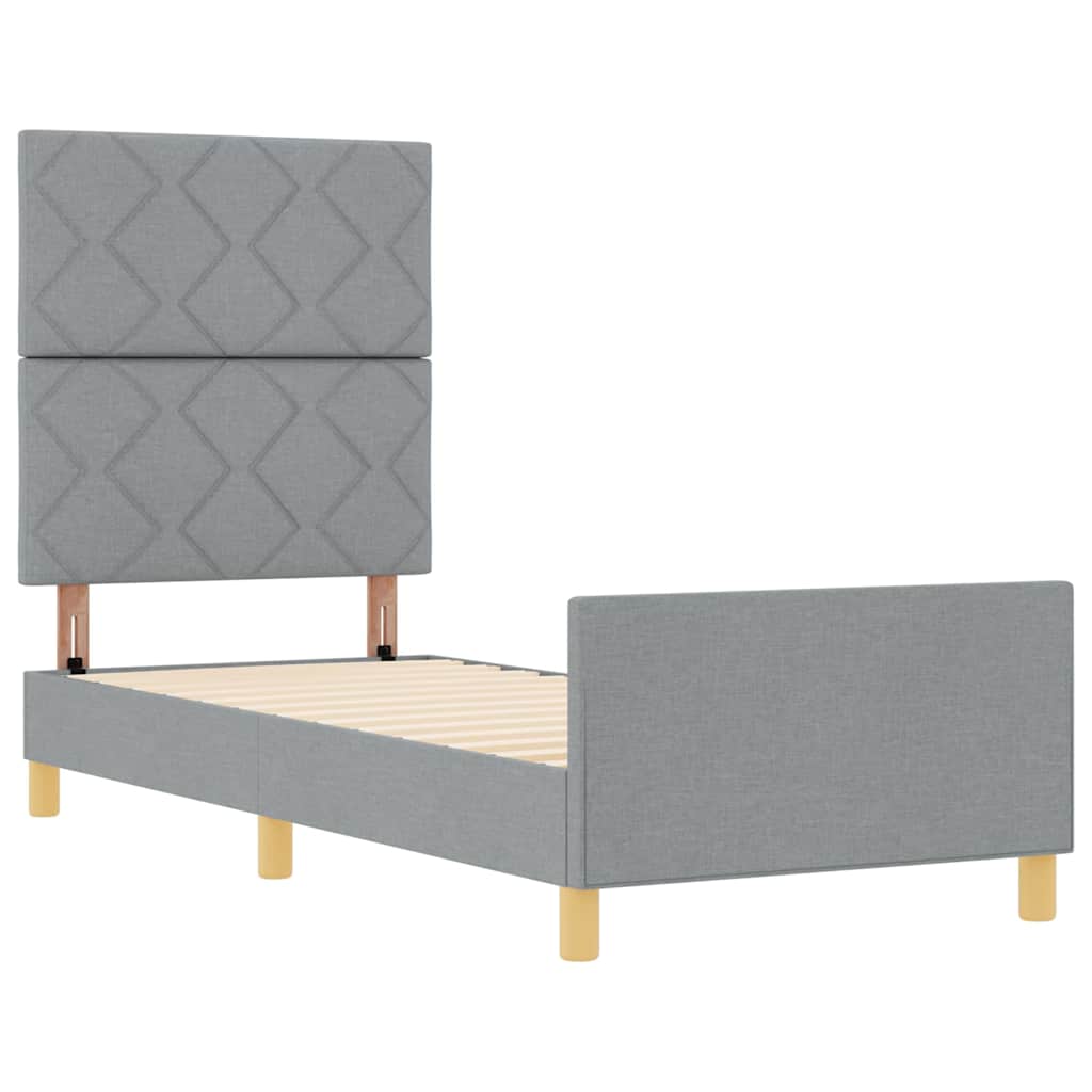 Cadre de lit avec tête de lit Gris clair 80 x 200 cm tissu