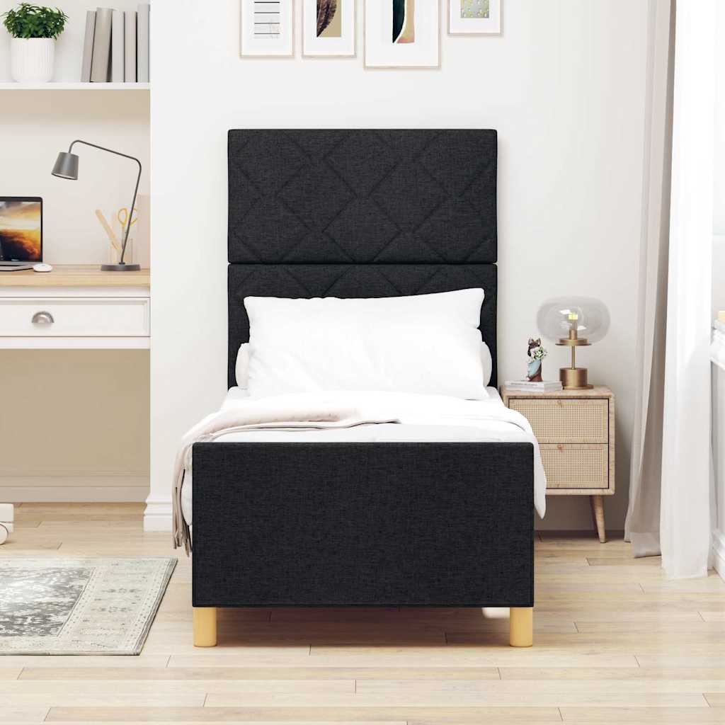 Cadre de lit avec tête de lit Noir 80 x 200 cm tissu - XIOS