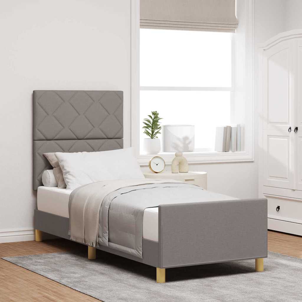 Cadre de lit avec tête de lit Taupe 80 x 200 cm tissu - XIOS