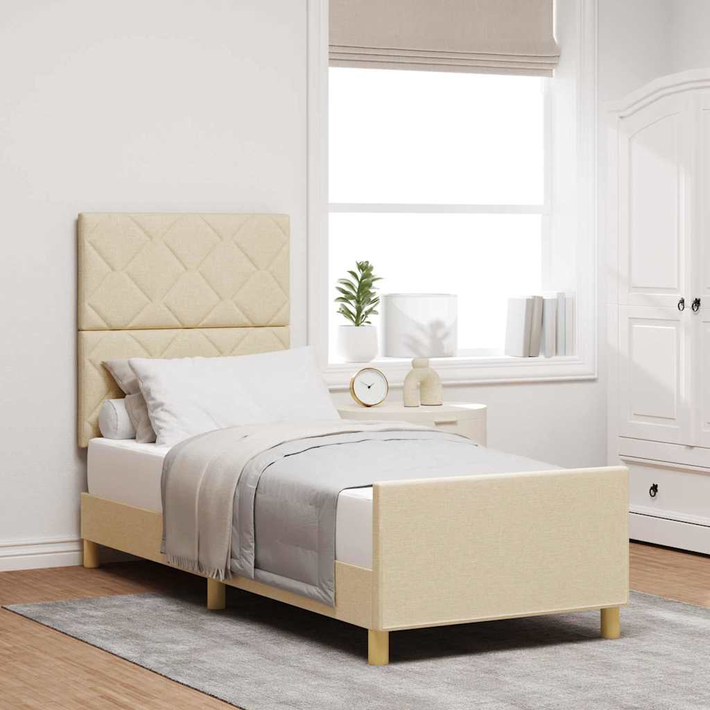 Cadre de lit avec tête de lit Crème 80 x 200 cm tissu - XIOS