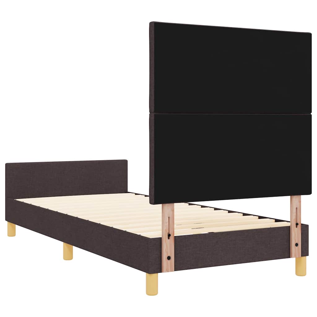 Cadre de lit avec tête de lit Marron foncé 100 x 200 cm tissu - XIOS