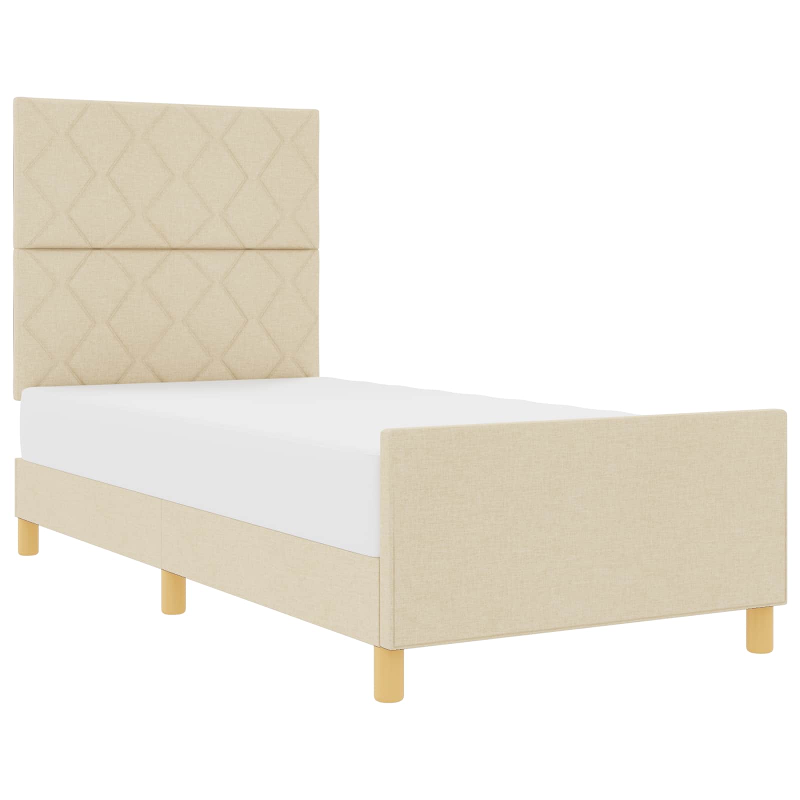 Cadre de lit avec tête de lit Crème 100 x 200 cm tissu - XIOS