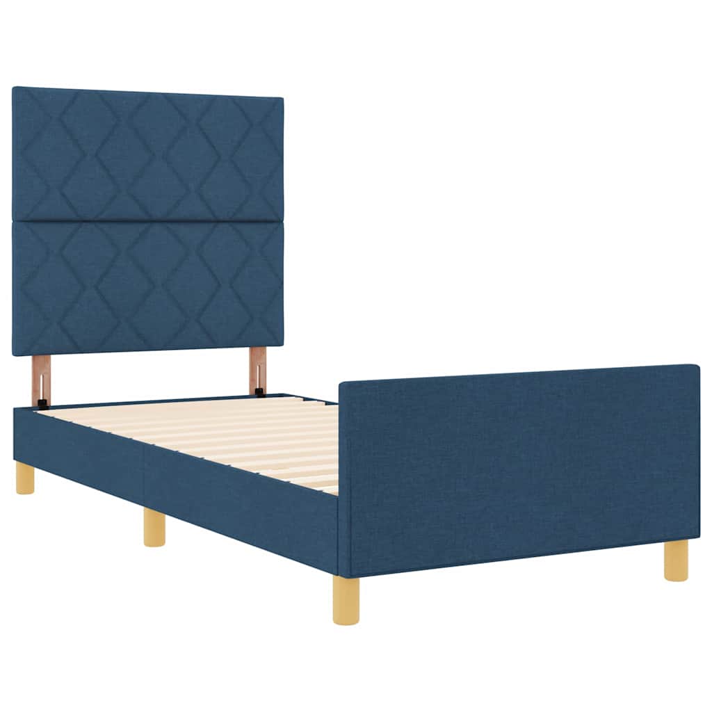 Cadre de lit avec tête de lit Bleu 100 x 200 cm tissu - XIOS