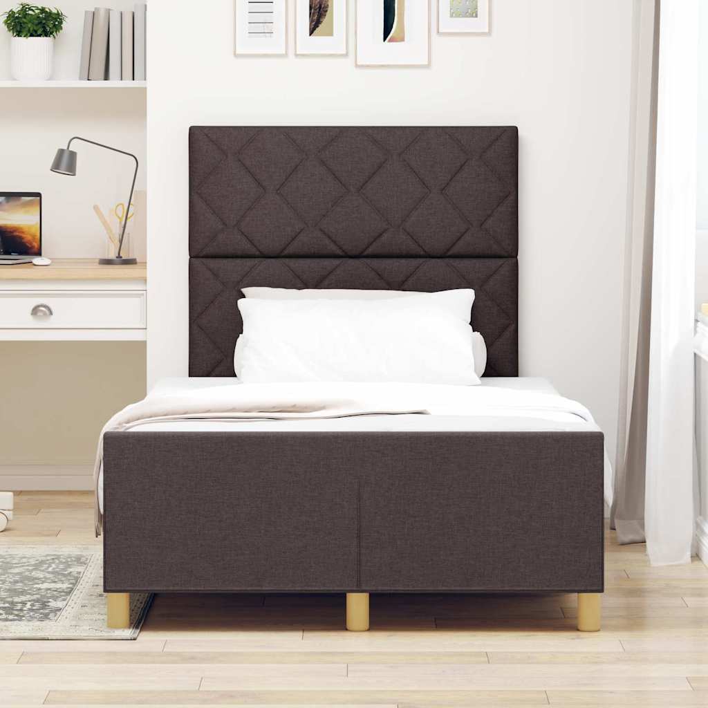 Cadre de lit avec tête de lit Marron foncé 120 x 190 cm tissu - XIOS