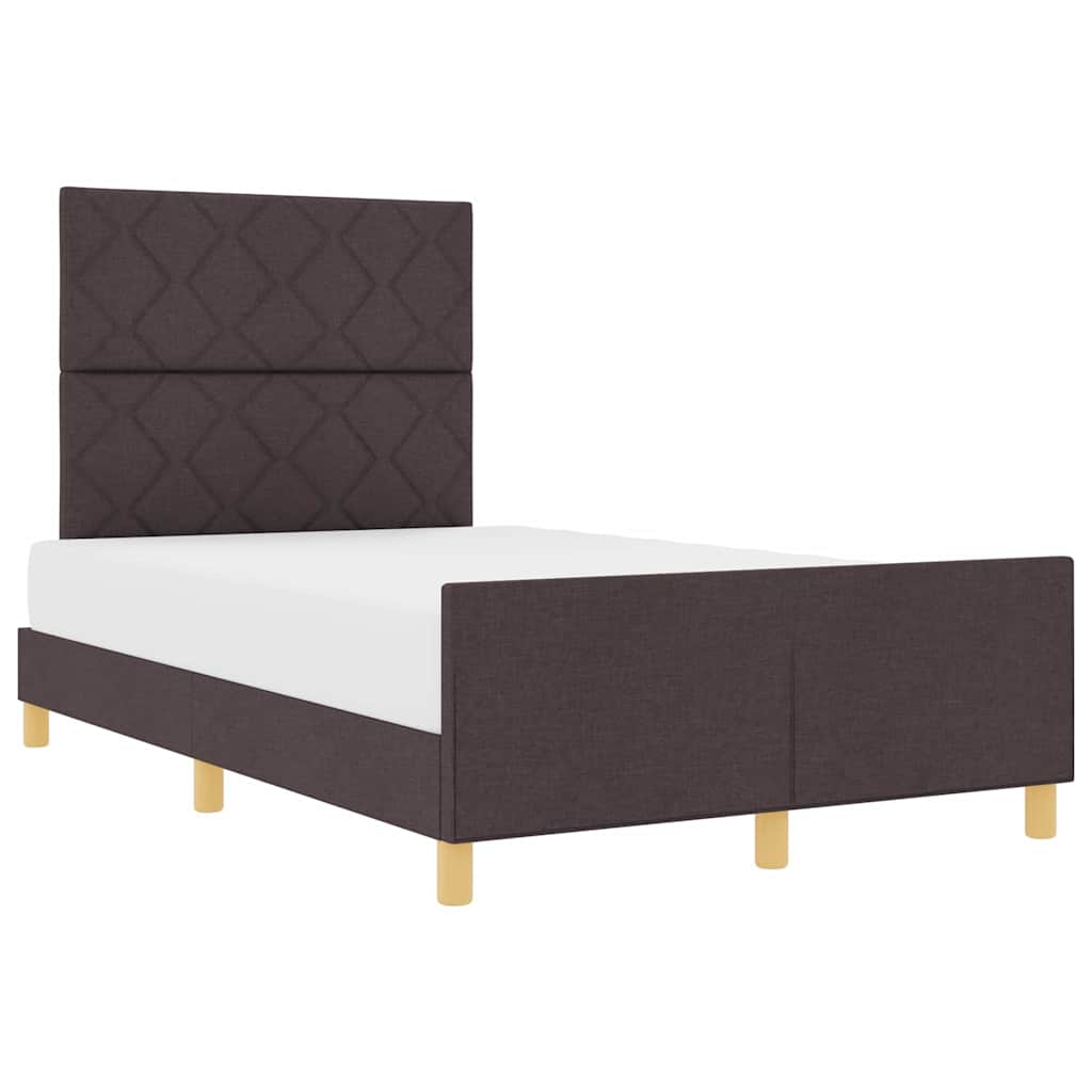 Cadre de lit avec tête de lit Marron foncé 120 x 190 cm tissu - XIOS