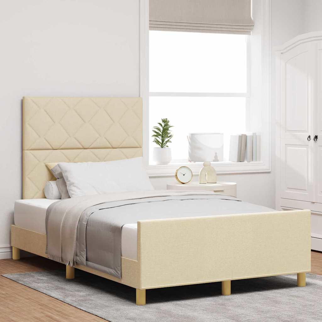 Cadre de lit avec tête de lit Crème 120 x 190 cm tissu - XIOS