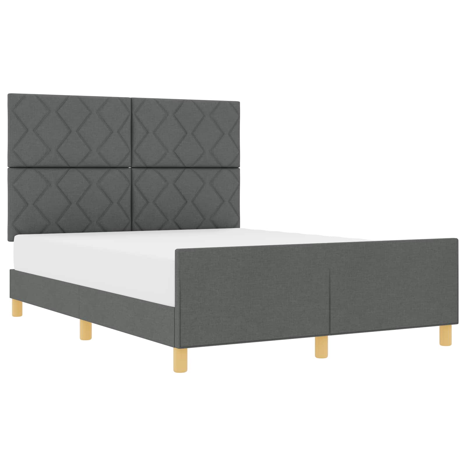 Cadre de lit avec tête de lit Gris foncé 140 x 190 cm tissu