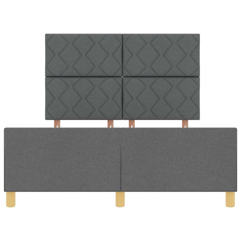 Cadre de lit avec tête de lit Gris foncé 140 x 190 cm tissu