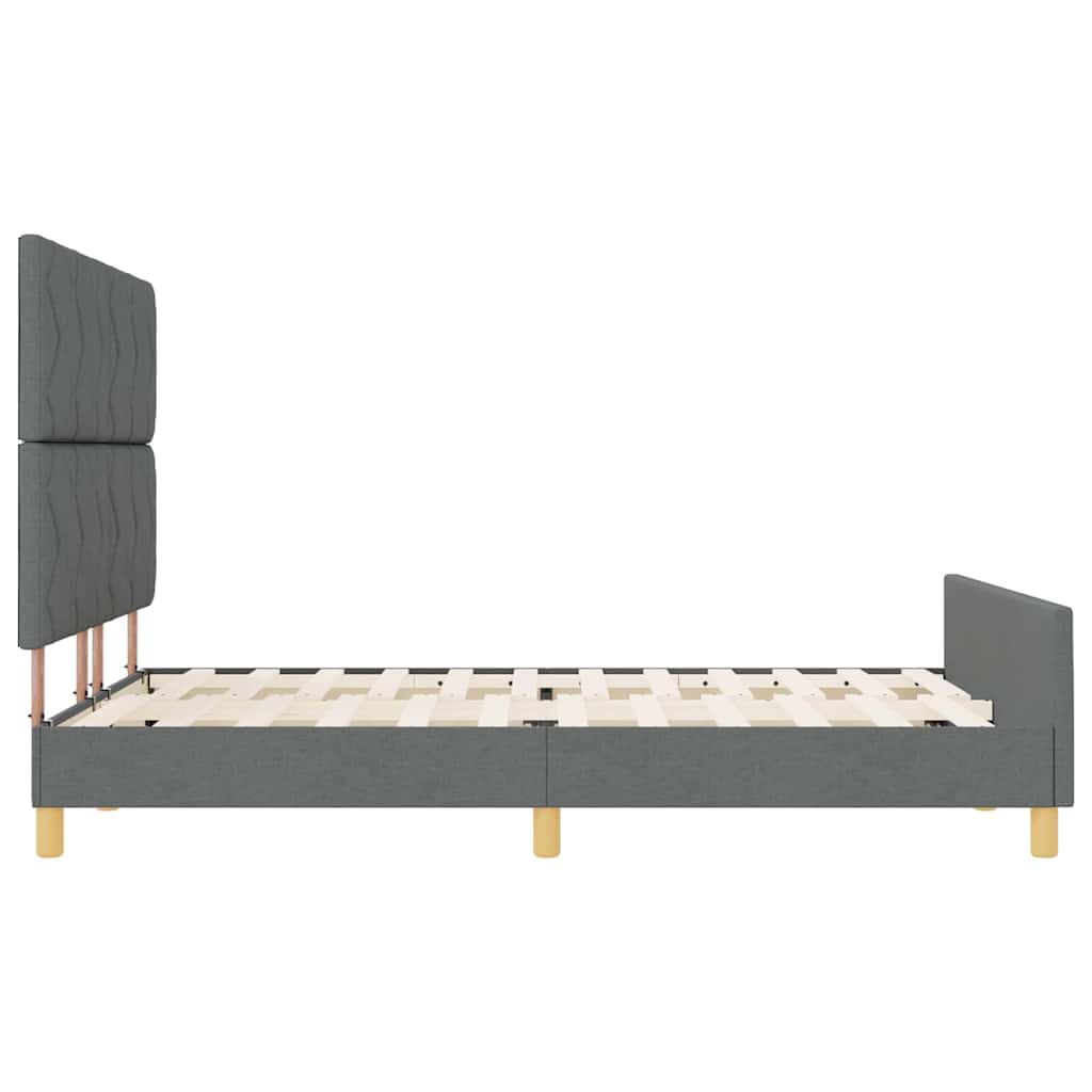 Cadre de lit avec tête de lit Gris foncé 140 x 190 cm tissu
