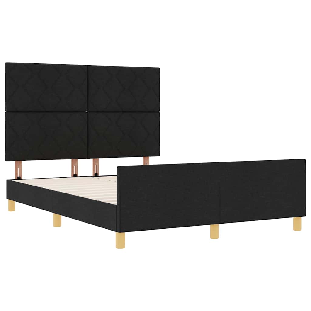 Cadre de lit avec tête de lit Noir 140 x 190 cm tissu