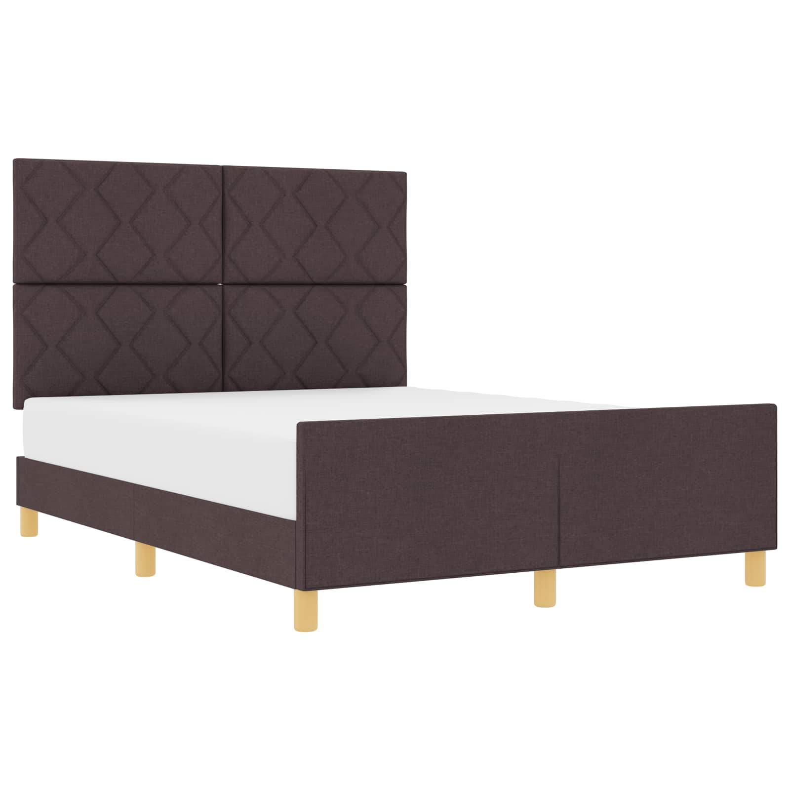 Cadre de lit avec tête de lit Marron foncé 140 x 190 cm tissu