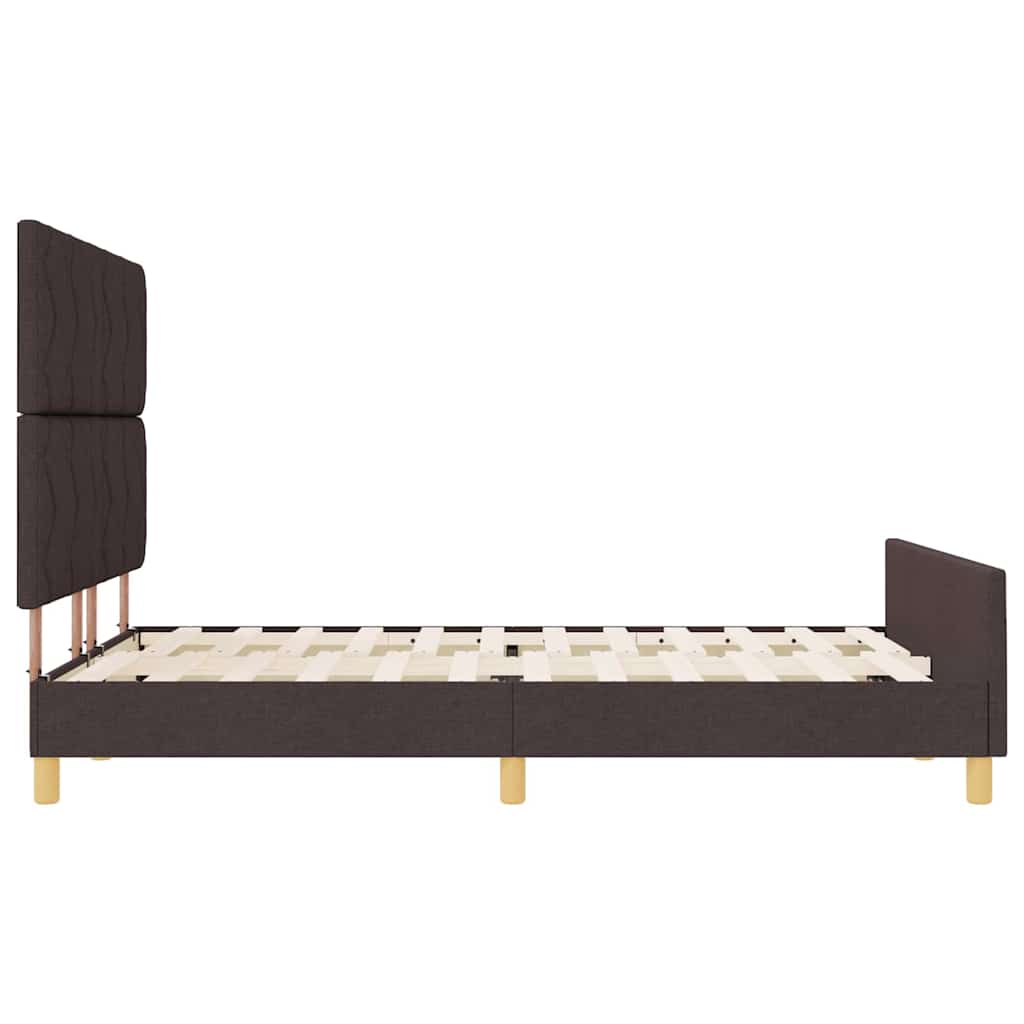 Cadre de lit avec tête de lit Marron foncé 140 x 190 cm tissu