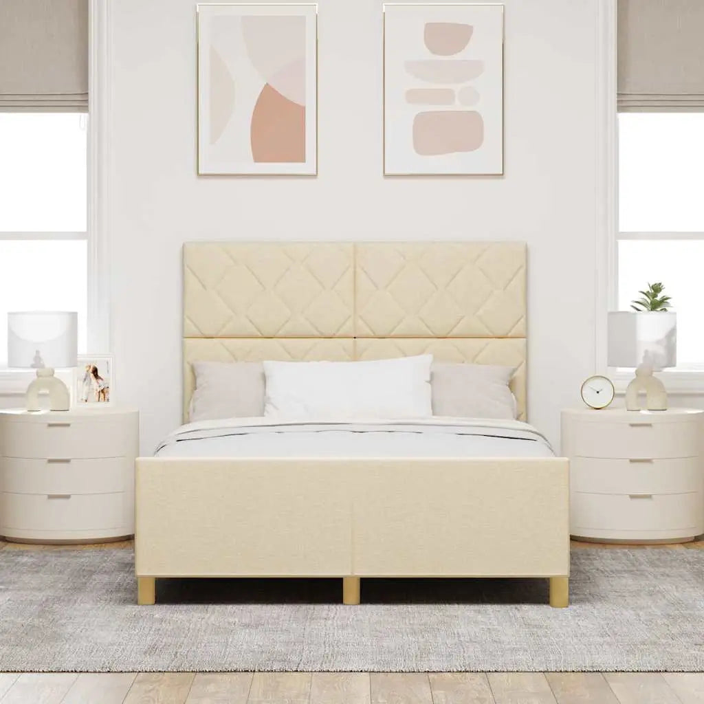 Cadre de lit avec tête de lit Crème 140 x 190 cm tissu - XIOS