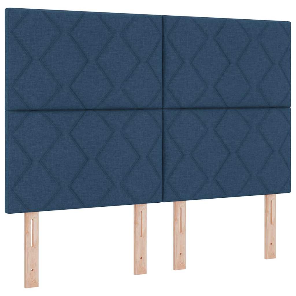 Cadre de lit avec tête de lit Bleu 140 x 190 cm tissu