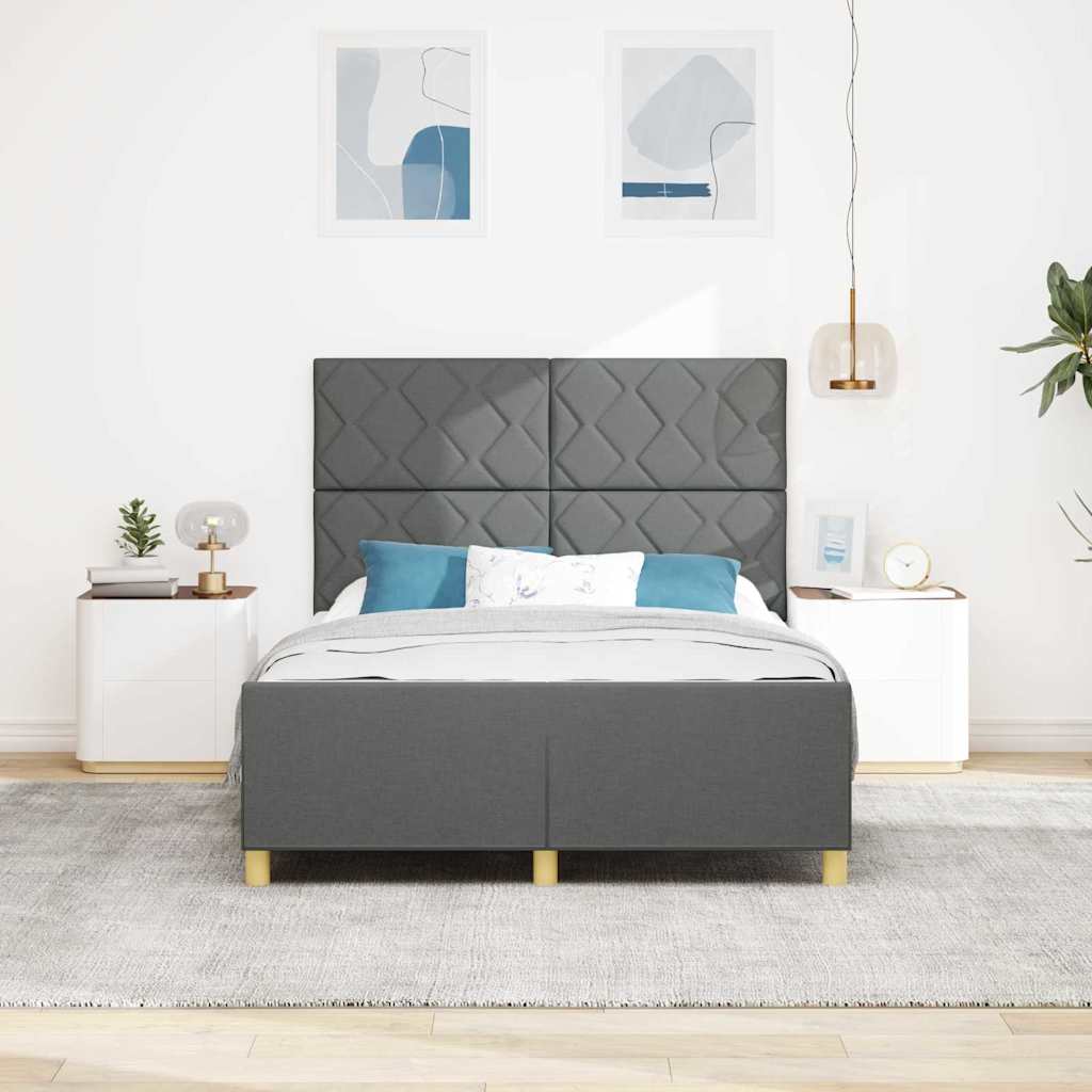 Cadre de lit avec tête de lit Gris foncé 140 x 200 cm tissu