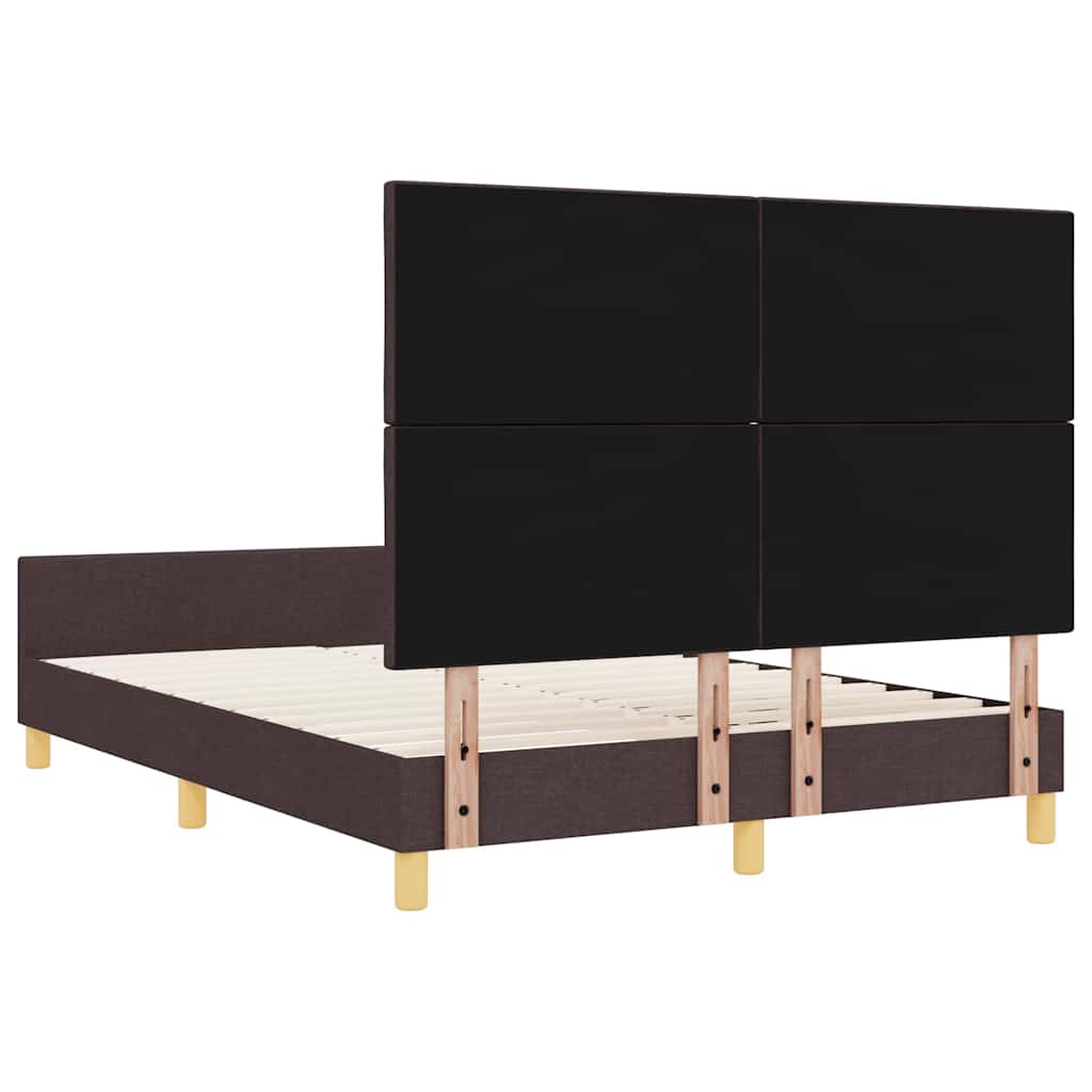 Cadre de lit avec tête de lit Marron foncé 140 x 200 cm tissu