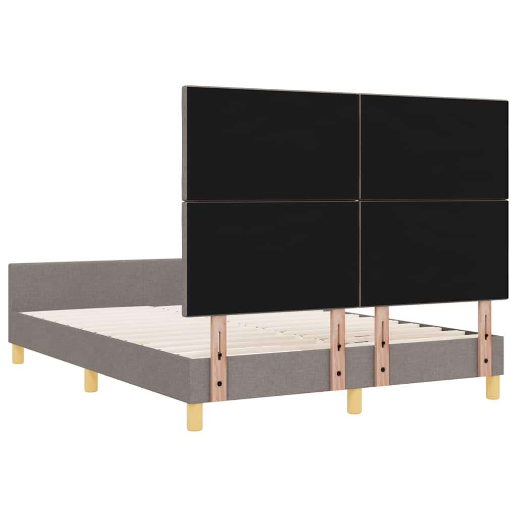 Cadre de lit avec tête de lit Taupe 140 x 200 cm tissu