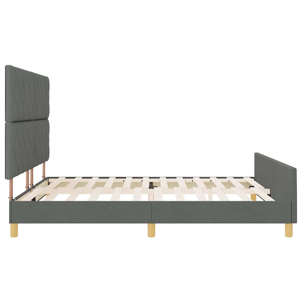 Cadre de lit avec tête de lit Gris foncé 180 x 200 cm tissu