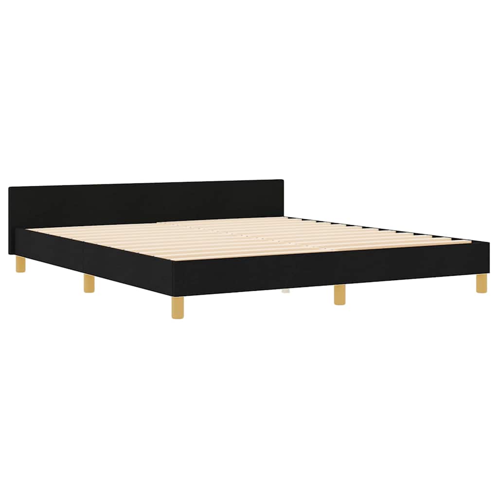 Cadre de lit avec tête de lit Noir 180 x 200 cm tissu