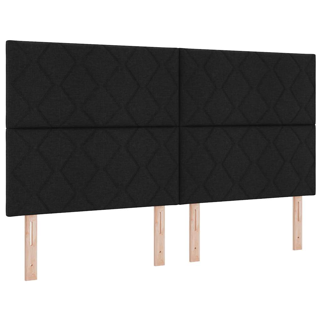 Cadre de lit avec tête de lit Noir 180 x 200 cm tissu