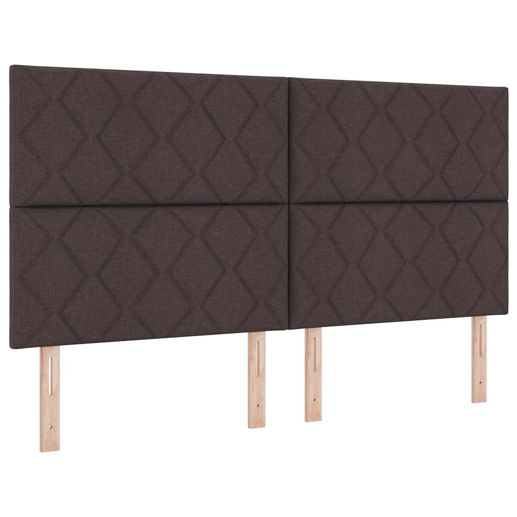 Cadre de lit avec tête de lit Marron foncé 180 x 200 cm tissu