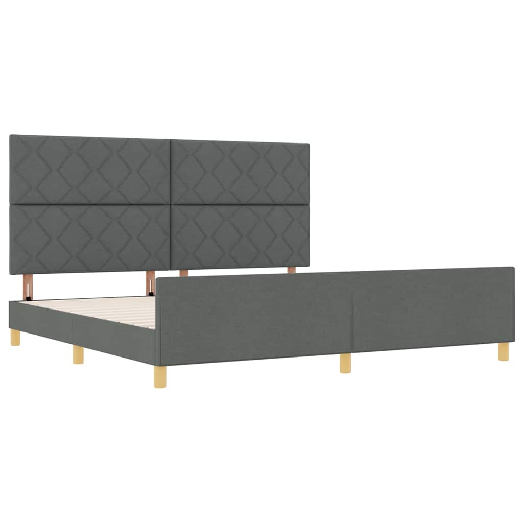 Cadre de lit avec tête de lit Gris foncé 200 x 200 cm tissu