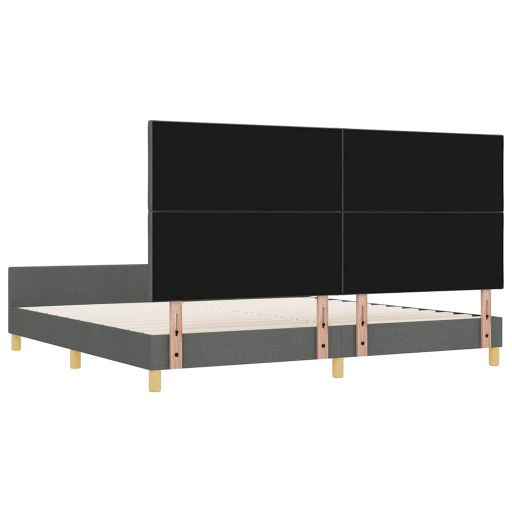 Cadre de lit avec tête de lit Gris foncé 200 x 200 cm tissu