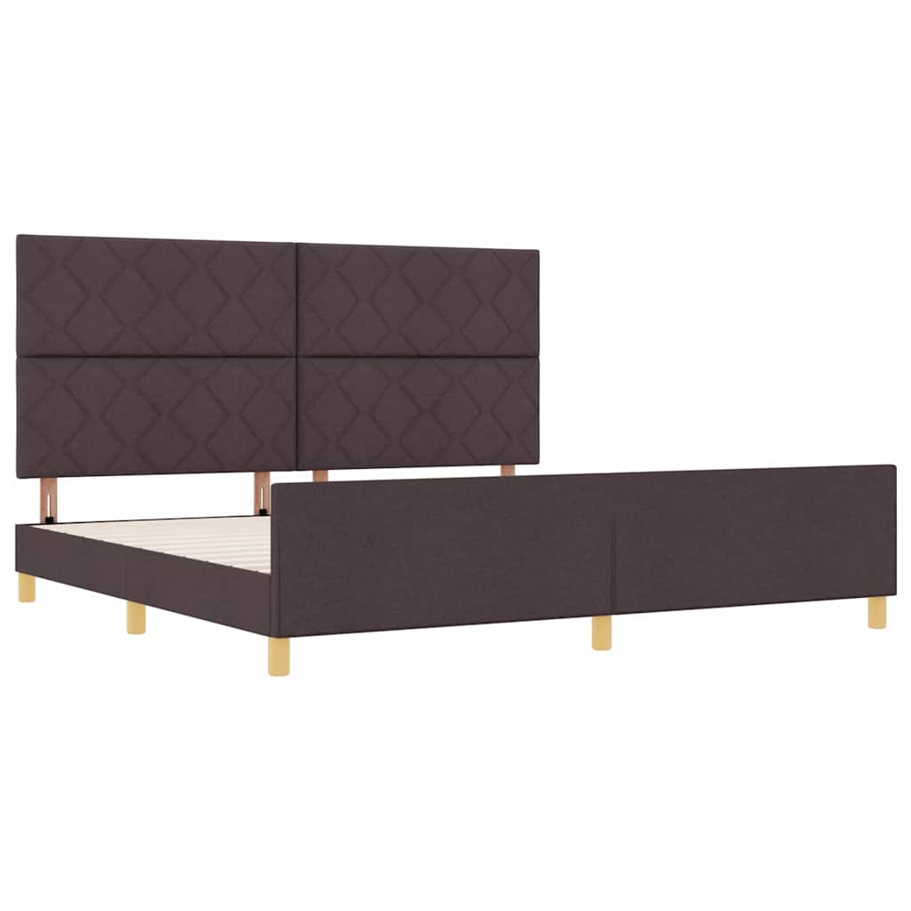 Cadre de lit avec tête de lit Marron foncé 200 x 200 cm tissu - XIOS